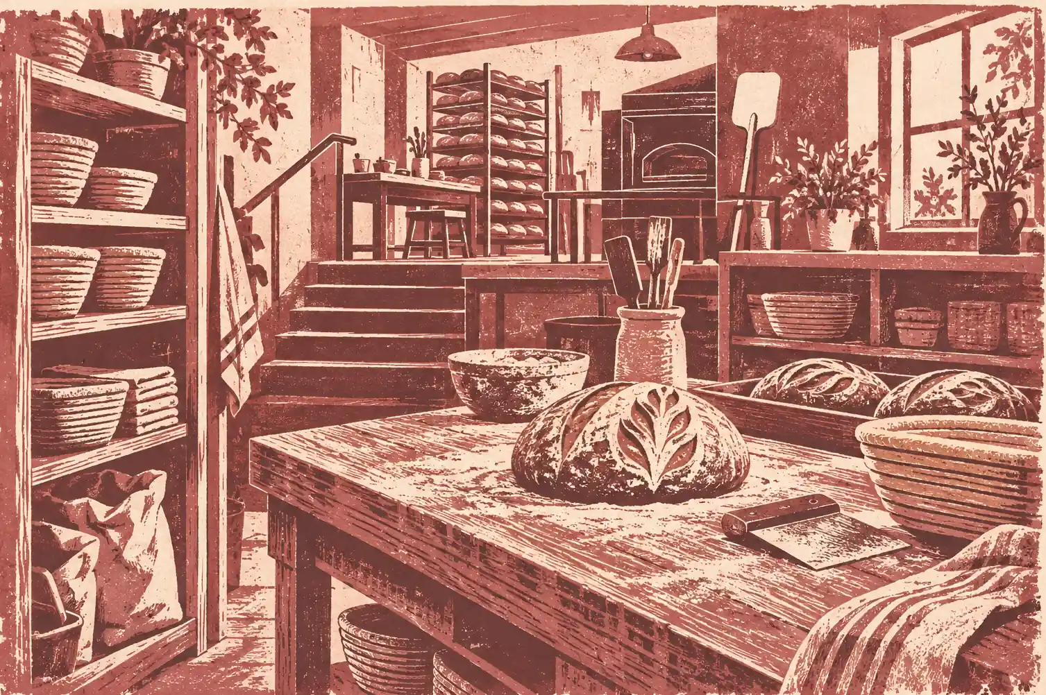 Illustration of bakeries and their working space
